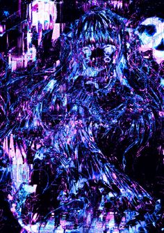 an abstract image of a woman in purple and blue