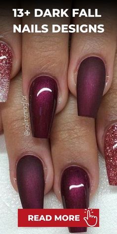 Dark Nail Polish Ideas, Fall Nails 2024 Burgundy, Plum Dip Nails, Deep Purple Fall Nails, Gradient Fall Nails, Wine Red And Black Nails, Burgundy Nail Designs Fall, Nail Art Designs Fall 2024, Wine Gel Nails