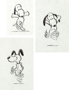 four drawings of dogs running and jumping