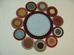 a circular mirror with many different colored circles around it