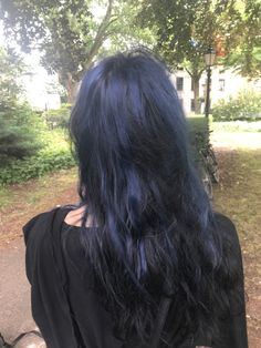 Blue Dye Over Brown Hair, Hair Colour Ideas Dark, Blue Aesthetic Hair, Blue Hair With Blue Highlights, Blue Hair Dye Ideas For Brunettes, Highlight Blue Hair, Ghost Hair Dye, Black With Blue Hair, Blue Hair Colour