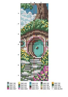 a cross stitch bookmark with an image of a tree