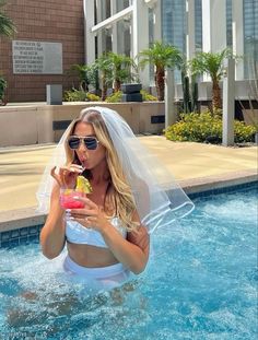 Bride Pool Photoshoot, Bachelorette Bride Swimsuit, Wedding Pool Party Outfit For Bride, Pool Bachelorette Party Outfit, Bride Bachelorette Photo Ideas, Bridesmaid Swimsuit Bachelorette Parties, Bachelorette Party Outfit Pastel, Bachelorette Tropical Outfits, Hen Do Abroad Outfits