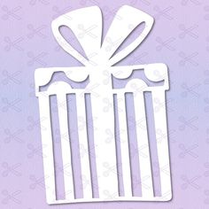 a white paper cut out of a gift box with a bow on the top and bottom