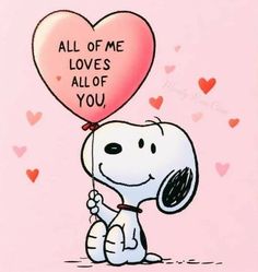 a cartoon dog holding a heart shaped balloon with the words all of me loves all of you