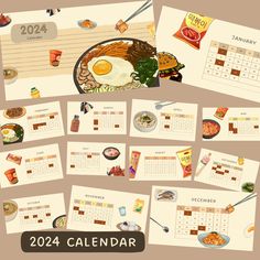 a calendar with pictures of different foods on it