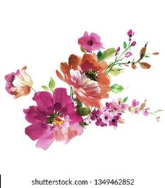 an arrangement of flowers on a white background with the words shutterstock com, 1389168232