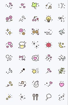 an assortment of different types of stickers on a white background with the words hello kitty written