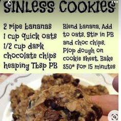 the recipe for banana chocolate chip cookies is shown