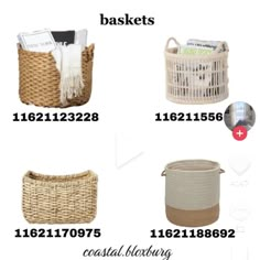 four baskets are shown with the names of each item in front of them, and one has