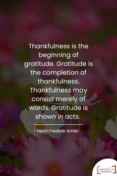 flowers with a quote about thanksgiving is the beginning of gratitude, gratitude is the completion of thankness