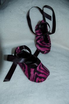 Hot pink Zebra Ballet slippers by BabyKickz on Etsy, $18.00 American Doll Accessories, Doll Hair Ideas, Hot Pink Zebra, Ballet Slippers, Pink Zebra, Doll Hair, American Doll, Girl Clothing