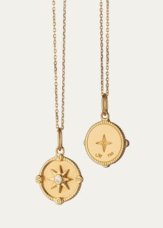 Monica Rich Kosann Mini Travel Compass Charm Necklace with Diamond Bezel at Center - Bergdorf Goodman Monica Rich Kosann, Necklace With Diamond, Travel Size Perfume, Jewelry Wardrobe, Wardrobe Goals, Ring Watch, Makeup Shop, Cleanser And Toner, Bezel Diamond