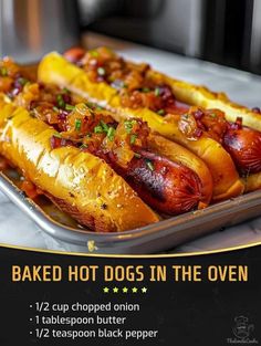 there are many hot dogs in the oven on this tray with bacon and mustards