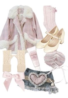 Pink christmas, girly, cozy, winter outfit with cream armwarmers, mary janes, jean micro mini skirt, and fuzzy coat Uk Outfit Aesthetic, Outfit Ideas For The Cold, Cutesy Winter Outfits, Winter Pink Skirt Outfit, Cream Mary Janes Outfit, Cute Pink Fall Outfits, Pink Christmas Clothes, Wonyoungism Outfits Winter, Pink Winter Skirt