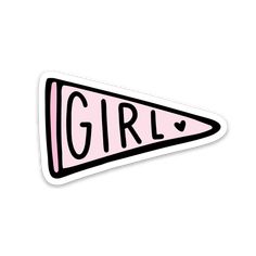 a pink sticker with the word girl on it