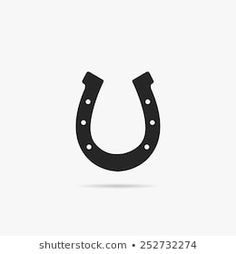 a black horseshoe icon on a white background