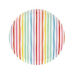 a paper plate with multicolored stripes on it