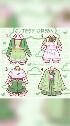 Outfit Ideas Drawing, Green Outfit Ideas, Art Outfit