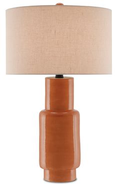 Currey and Company - 6000-0192 - One Light Table Lamp - Janeen - Orange/Satin Black Terracotta Lamp, Orange Table Lamps, Buffet Table Lamps, Orange Lamps, Orange Table, Orange Satin, Cfl Bulbs, Contemporary Table Lamps, White Lamp