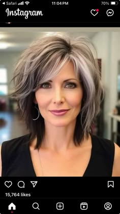 Hairstyles For Over 40 Women New Looks, Hair Color For Women Over 50, Silver Hairstyles, 2024 Haircut, Women Haircut, Medium Shag, Hair 50, Underlights Hair, Long Bobs