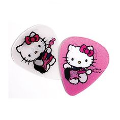 two hello kitty guitar picks are shown on a white background