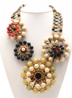 Eclectic Jewelry, Flower Statement Necklace, Rock Necklace, Big Jewelry, Retro Costume