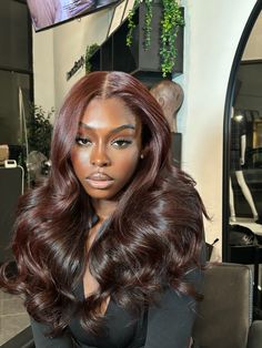 Chocolate Auburn Hair, Brown Hair Dark Skin, Cute Hair Colors, Ginger Hair Color, Protective Hairstyles Braids, Pretty Hair Color, Voluminous Hair, Brown Wig