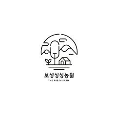 the fresh farm logo is shown in black and white, with an umbrella over it