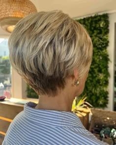 Short Stacked Bob Haircut Over 50 Fine Hair, The Wedge Haircut, Stacked Back Haircut, Short Stacked Bob Haircut For Thick Hair, Saved Pins All, Back View Of Pixie Haircut, Short Bob Haircuts With Layers Fine Hair, Pixie Haircuts For Women Over 60, June Hairstyles