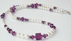 New Necklace Designs, Pearl And Amethyst, Beaded Bangles Bracelets, Beads Choker, Cube Beads, Necklace Beads, Swarovski Crystal Beads, Bead Bangles, Crystal Beads Bracelet