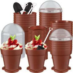 PRICES MAY VARY. Package includes: you will receive 200 sets of flowerpot cake cups, including 200 pieces of cake cups with lids, 200 pieces of shovel spoons and 200 pieces of bottom trays, enough quantity to meet your using demands, and you can share with friends; Note: the lids may be close together when packing, please separate lids after receiving Safe material: the plastic dessert cups with spoon are made of PP material, safe and reliable so that you can enjoy food at ease; The thickened ma Shovel Spoon, Ice Cream Yogurt, Cake Cups, Pudding Ice Cream, Dirt Cake, Dessert Cup, Diy Ice Cream, Small Flower Pots