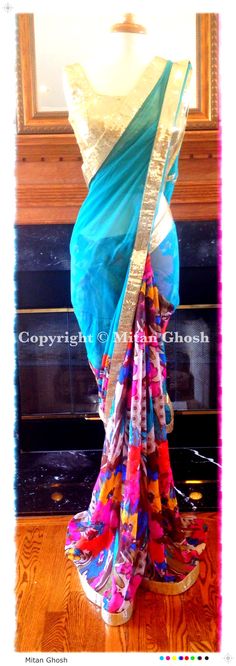 FUNKY ~ Georgette printed #Saree w/ Chiffon Palla by http://www.MitanGhosh.com/ ~ http://pinterest.com/mitanghosh/pins/ New Jersey Indian Closet, Sari Dress, Indian Look, Desi Girl, Printed Saree, Indian Clothes, Indian Sari