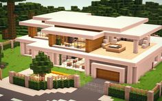 an image of a modern house in minecraft