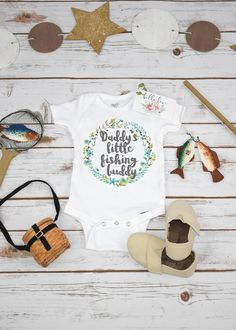 Daddy's Fishing Buddy, Fishing Onesie®, Fishing Baby Shirt, Baby Shower Gift, Fishing shirt, Fishing bodysuit, Fishing with Daddy, Baby Girl Fishing Onesie, Fishing Baby, Trendy Baby Onesies, Baby Fish, Family Theme, Special Cards, Boutique Design, Baby Shirts, Fishing Shirts