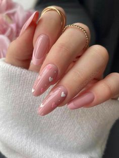 Heart Nail Ideas, Dusty Pink Nails, Heart Nail Designs, Nails Classy, Nails Yellow, Hello Nails, Heart Nail