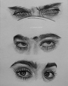 three different types of eyes with long lashes and eyelashes on the bottom half of each eye