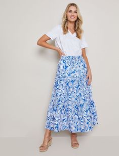 Exude elegance and sophistication with this stunning W Lane abstract print maxi skirt. The aline shape gracefully flows to create a flattering silhouette, while the layered detail adds depth and movement to your look. Craftsmanship meets style in this oversized fit skirt, ensuring comfort without compromising on fashion-forward design. Perfect for formal events or adding a touch of glamour to your everyday ensemble, this skirt is a versatile addition to any woman's wardrobe. Elevate your style w Aline Skirt Outfit, Fit Skirt, Print Maxi Skirt, Womens Skirts, Aline Skirt, Printed Maxi Skirts, Summer Blue, Fitted Skirt, Women's Wardrobe