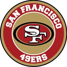 the san francisco logo is shown in red and gold