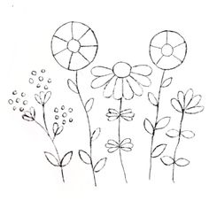 a drawing of some flowers on a white background