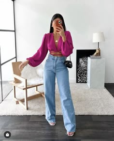 Casual Restaurant Outfit, Classy Concert Outfit, Jeans And Crop Top Outfit, Restaurant Outfit, Wide Leg Outfit, Dressy Jeans, Wide Leg Jeans Outfit, Outfit Elegantes, Legs Outfit