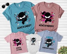 Ninja Kidz Birthday Shirt, Ninja Kidz Family Party Tshirt, Ninja Family Shirt, Birthday Gifts, Family Birthday Shirt, Ninja Shir 👏CONGRATULATIONS You have found an online shop with reasonable prices, amazing quality, and fast shipping  We offer shirts for VACATIONS, HOLIDAYS, EVENTS, FAMILY REUNIONS, BIRTHDAYS, MOTHER'S DAY, FATHER'S DAY, GRADUATIONS, FUNNY T-SHIRTS as well as CUSTOM T-SHIRTS.  💖Description💖  --About this T-shirt--  👉Our Adult Unisex T-Shirt brand is BELLA CANVAS Available i Ninja Kidz, Family Birthday Shirts, Family Birthday, Family Reunions, Family Party, Family Shirt, Family Birthdays, Bedroom Designs, Family Parties