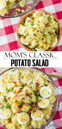 this potato salad is loaded with hard boiled eggs and bacon