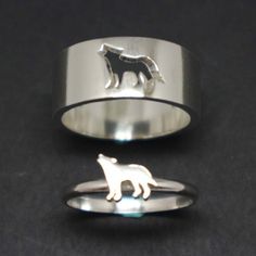 Wolf Couple Set Promise Ring - Wolf Jewelry, Wolf Ring, Alternative Engagement Wedding Ring, Animal Wolf Couple, Fox Ring, Wolf Ring, Couple Set, Wolf Jewelry, Matching Ring, Rose Engagement Ring, Matching Rings, Rose Gold Engagement Ring