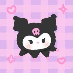 a panda bear with pink hearts on it's chest and head in the shape of a skull