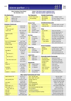 the linux / linux shell check sheet is shown in this screenshote, and it shows