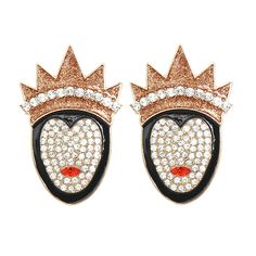 Snow White Evil Queen Shaped Rhinestone Boutique Fashion Earrings Measurements In Photos Great Holiday Or Christmas Gift, Stocking Stuffer, Secret Santa, Disney Lover, Disney Fan, Villain, Halloween, Spooky, Witchy Queen Grimhilde, Snow White Queen, Maleficent 2, Snow White Evil Queen, The Evil Queen, Queen Earrings, Minnie Mouse Earrings, Halloween Queen, Mickey Mouse Earrings