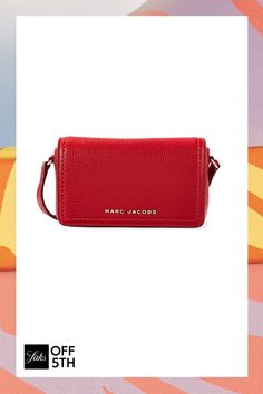 This Compact Crossbody Bag With A Pebbled Finish Is Undeniably A Versatile Handbag Staple. Snap-Flap Closure Goldtone Hardware Logo Lettering Textile Lining Leather Imported Size Adjustable Shoulder Strap, 21" To 25.5" Drop 7"w X 4"h X 1.5"d. Center Core - Small Leather Goods > Saks Off 5th > Barneys Warehouse. Marc Jacobs. Color: Red. Marc Jacobs Handbag, Wallet Accessories, Leather Crossbody Bag, 4 H, Leather Crossbody, Marc Jacobs