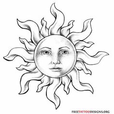 a drawing of the sun with its face drawn