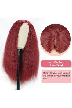 Long Red Kinky Straight Wigs for Black Women Burgundy Yaki Straight Wigs 26 Inch Curly Wig Synthetic Middle Part Wigs for Daily Party (26 Inch, 99J) Straight Wigs, Straight Lace Front Wigs, Curly Wig, Long Red, Straight Wig, Synthetic Lace Front Wigs, Curly Wigs, Wigs For Black Women